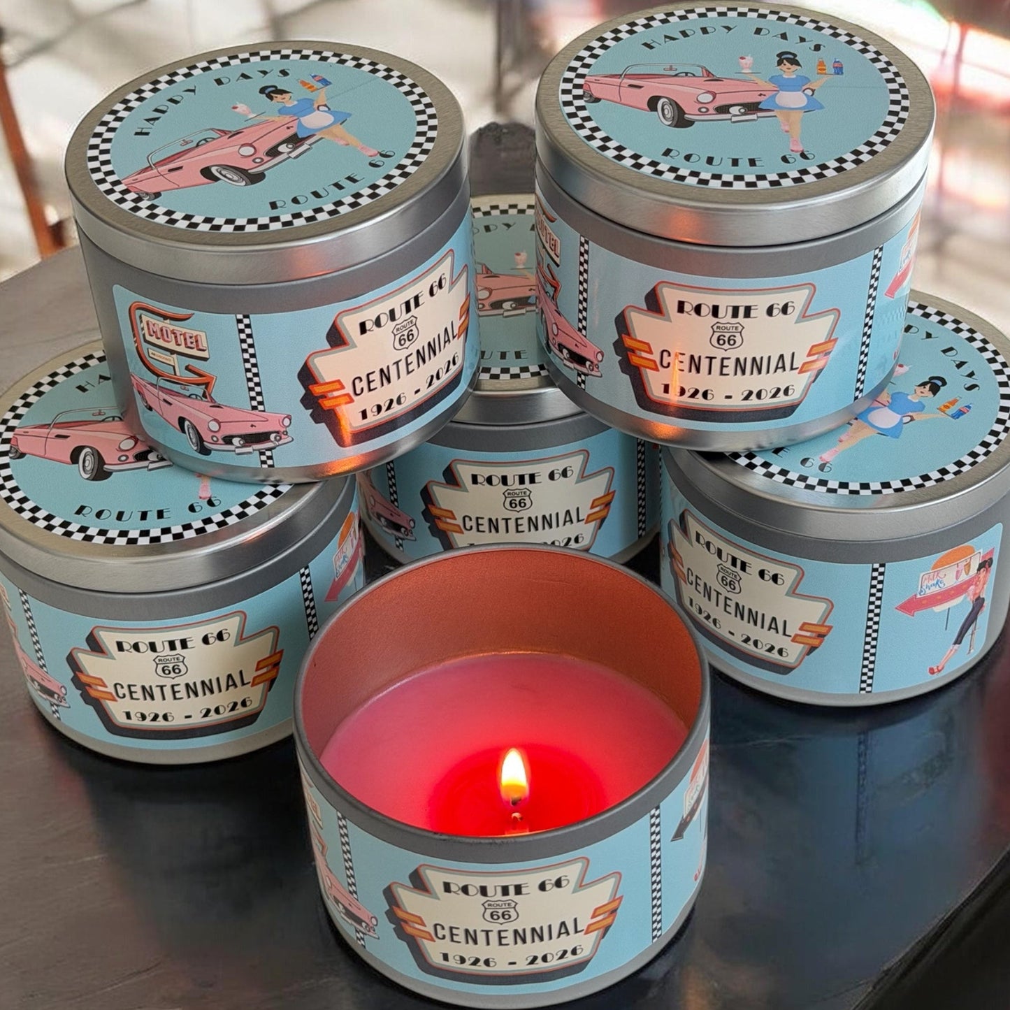 Strawberry Cream Candle : Special Edition Route 66, 6 oz