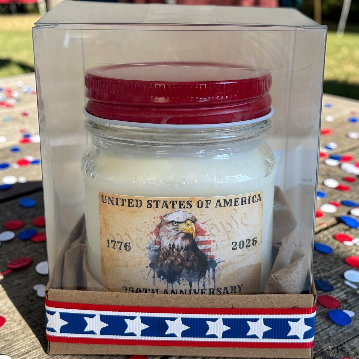 USA 250th Anniversary Soy Candle: Old Library Scent, Leather Teakwood (Limited Edition)
