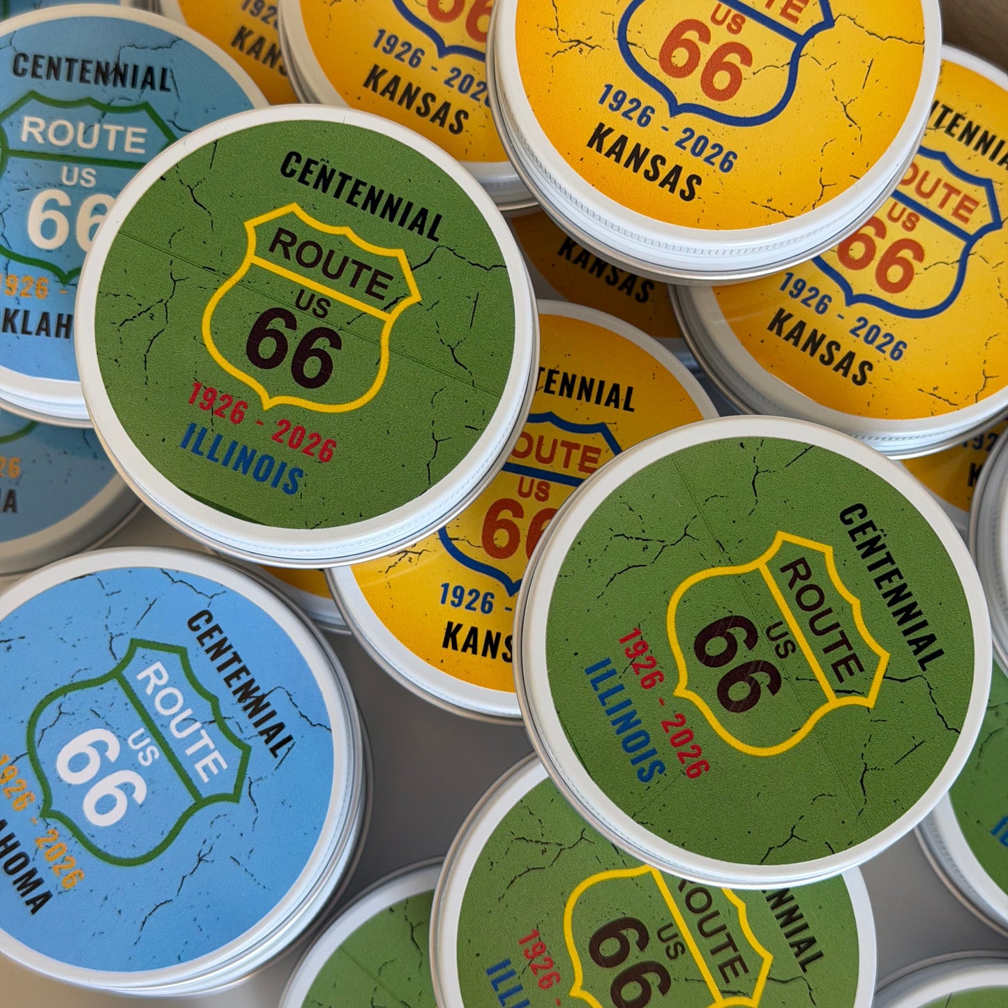 Route 66 Road Trip Candle Tin Set : 8 Pieces Limited Centennial Edition, Gift Box