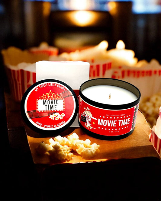 Movie Time  Soy Candle:  Buttery Popcorn Scent, 6 oz