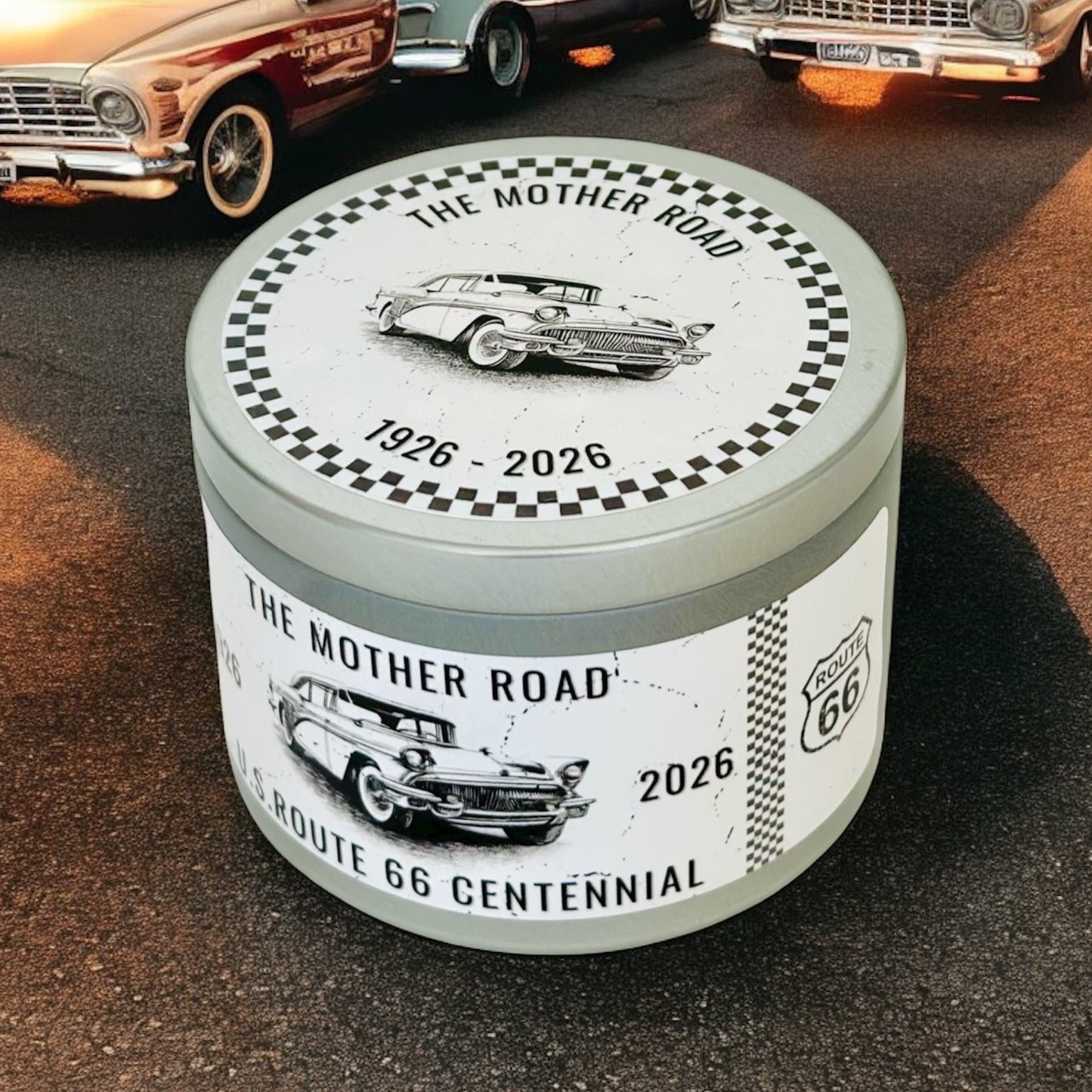 Route 66 Special Edition Soy Candle  : Amber and Musk Aroma, 6 oz