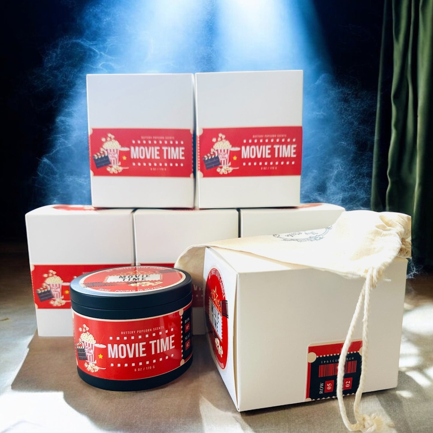 Movie Time  Soy Candle:  Buttery Popcorn Scent, 6 oz