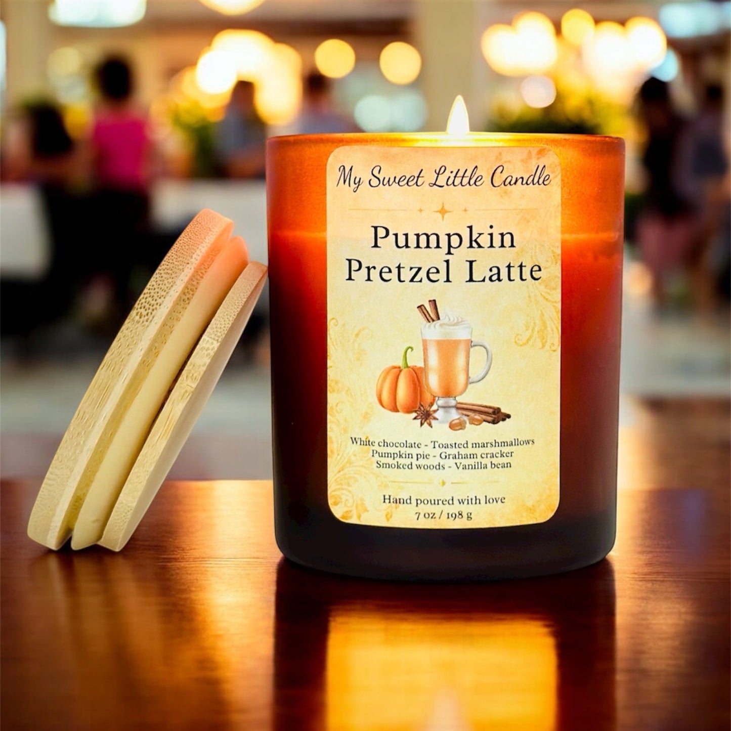 Pumpkin Pretzel Latte  Soy Candle: Creamy Coffee and Spiced Pumpkin, 7oz