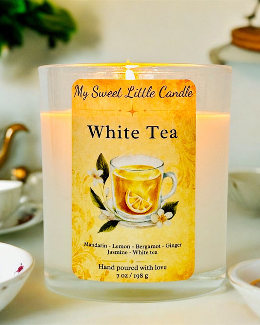 White Tea Soy Candle : Lemon Tea Notes, 7 oz