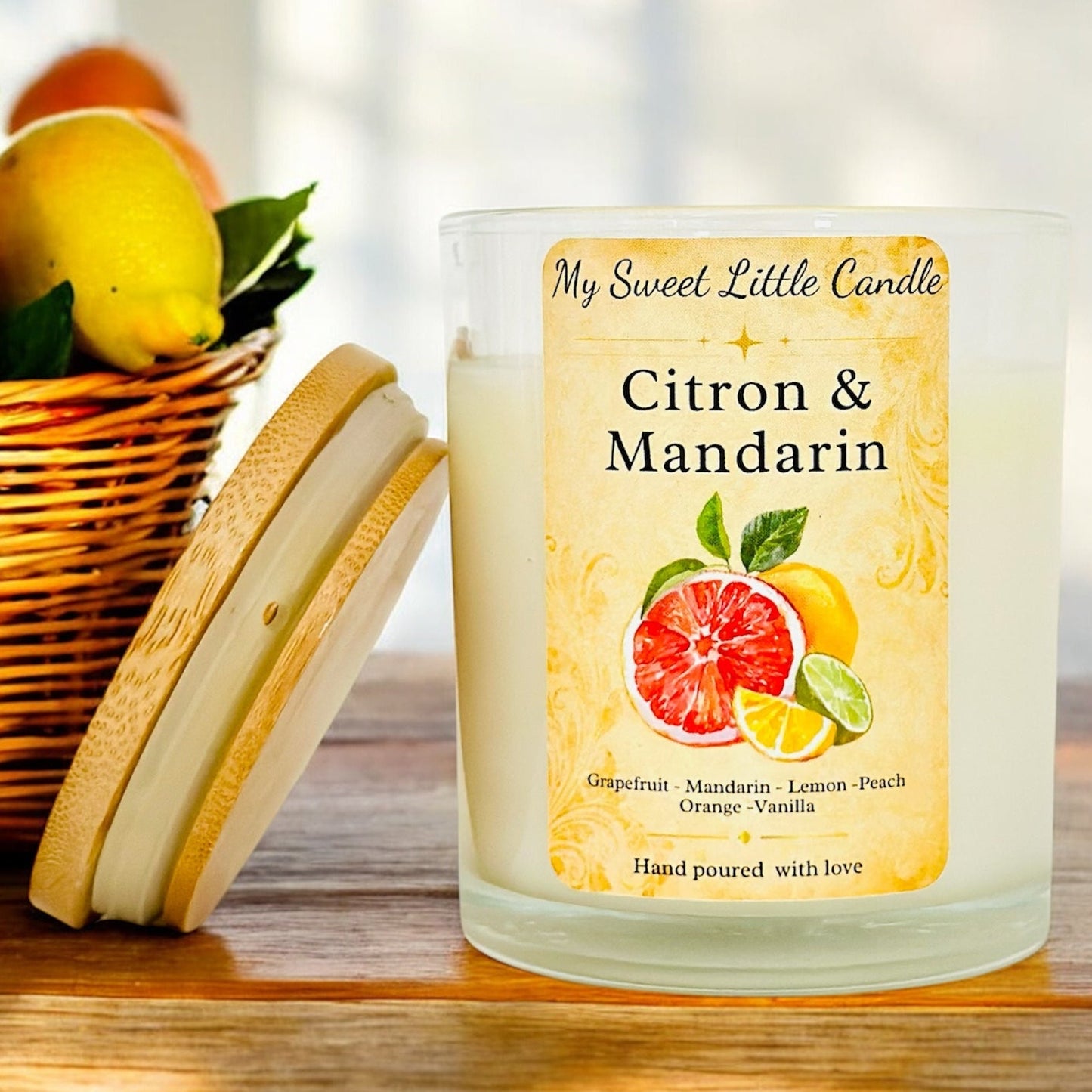 Lemon & Mandarin Soy Candle : Fresh Citrus Fragrance, 7 oz