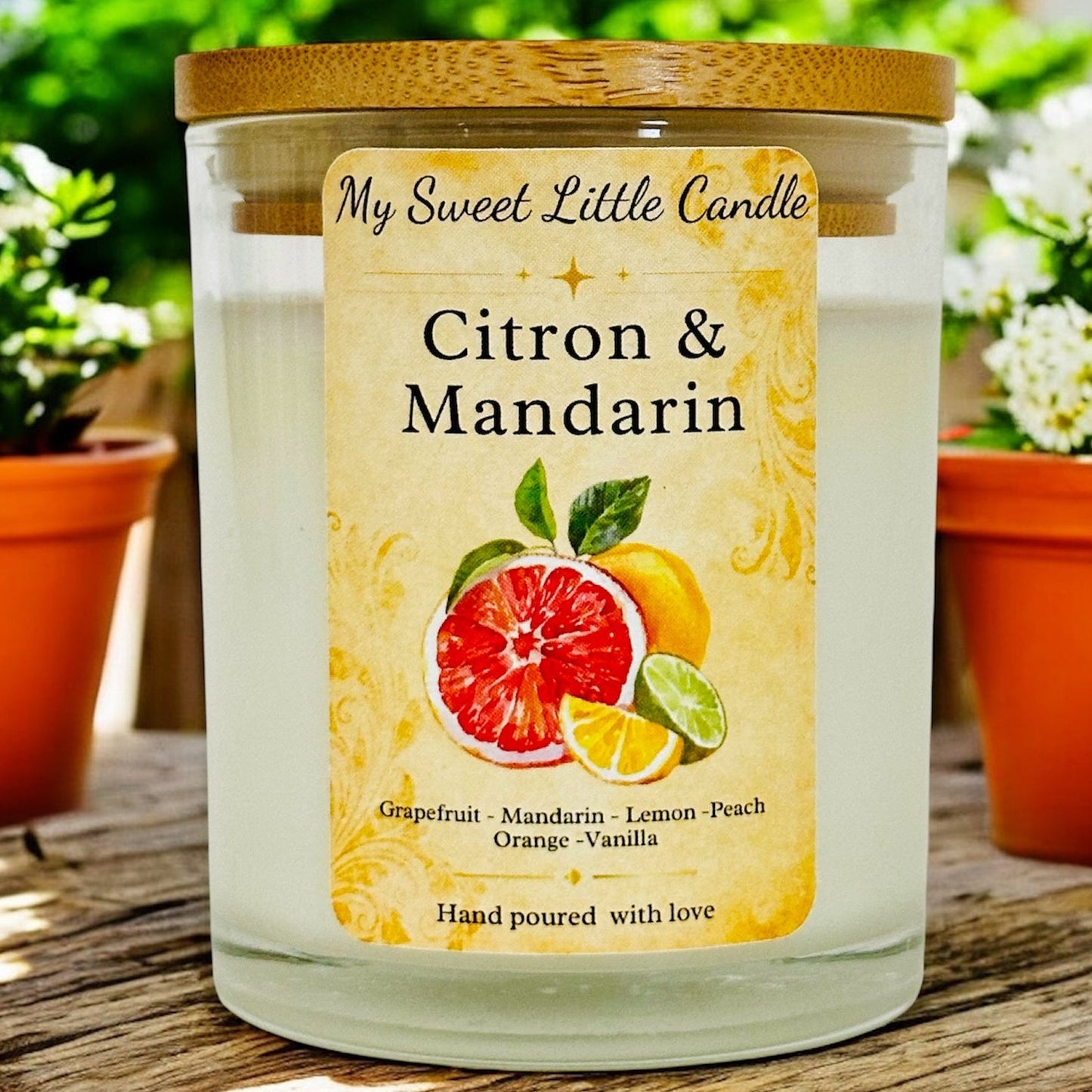Lemon & Mandarin Soy Candle : Fresh Citrus Fragrance, 7 oz