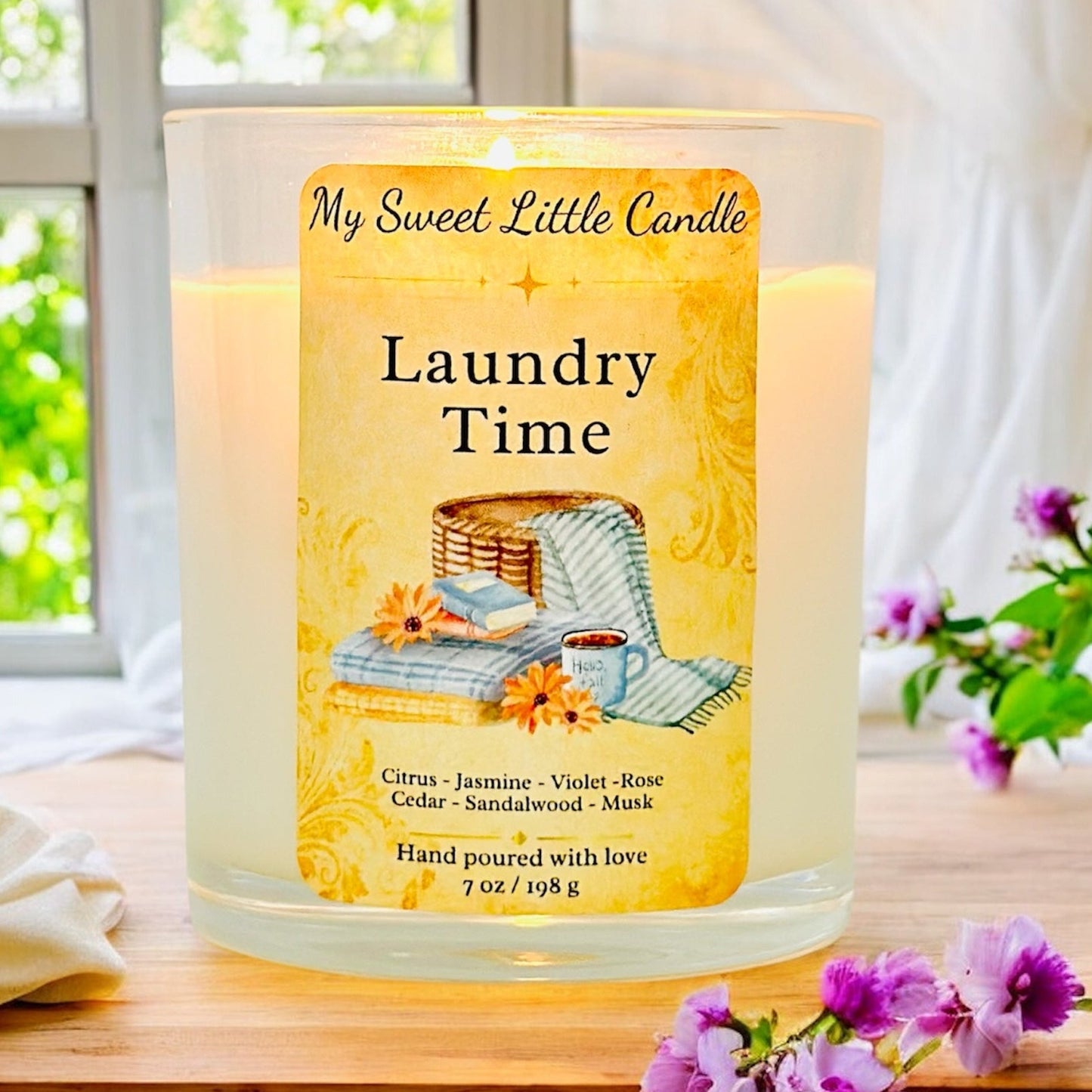 Laundry Time  Soy Candle : Fresh Laundry Clean Scent , 7 oz
