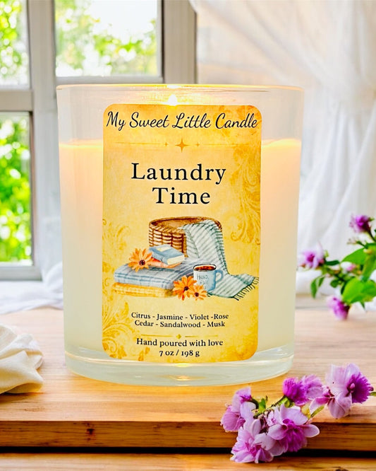 Laundry Time  Soy Candle : Fresh Laundry Clean Scent , 7 oz