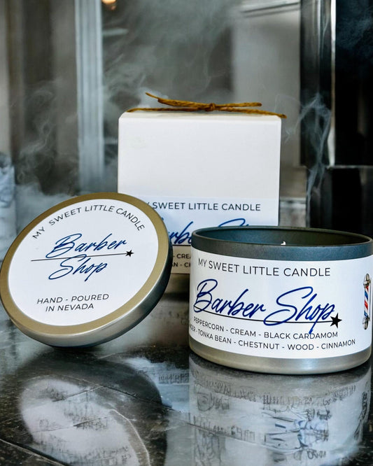 Barber Shop Soy Candle: Black Cardamom Cream & Woodsy Spice,6 oz