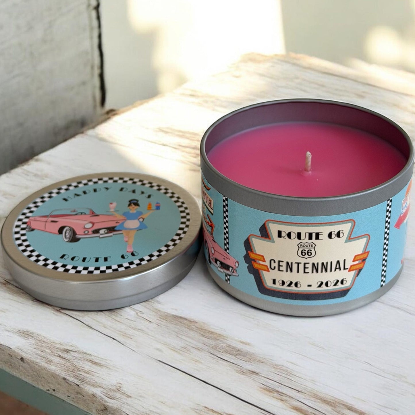 Strawberry Cream Candle : Special Edition Route 66, 6 oz