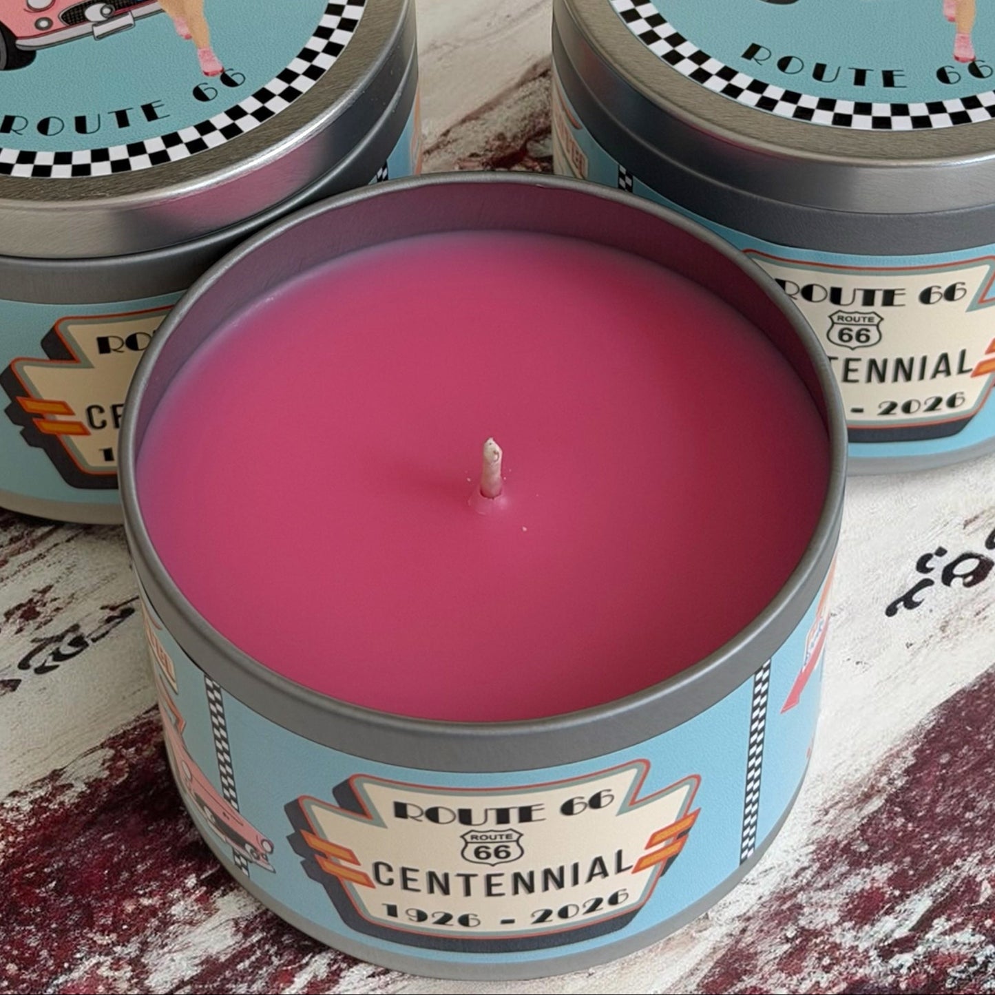 Strawberry Cream Candle : Special Edition Route 66, 6 oz