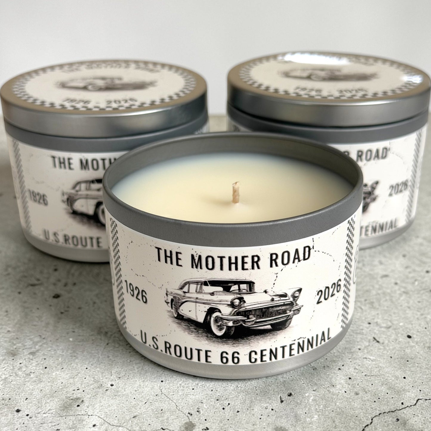 Route 66 Special Edition Soy Candle  : Amber and Musk Aroma, 6 oz