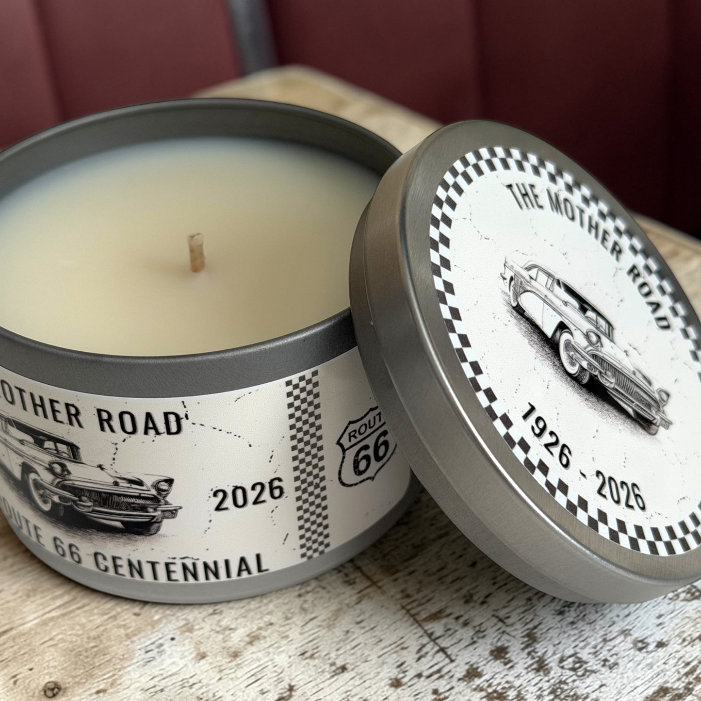 Route 66 Special Edition Soy Candle  : Amber and Musk Aroma, 6 oz