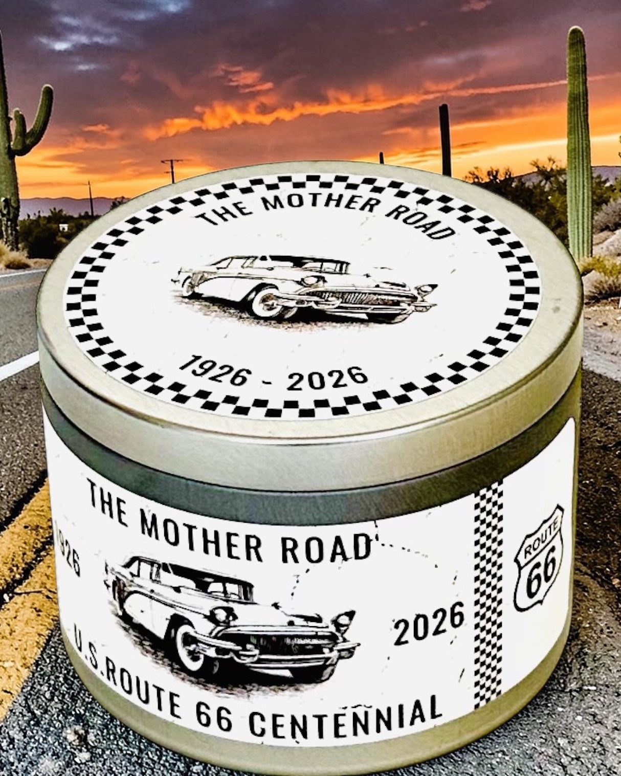 Route 66 Special Edition Soy Candle  : Amber and Musk Aroma, 6 oz