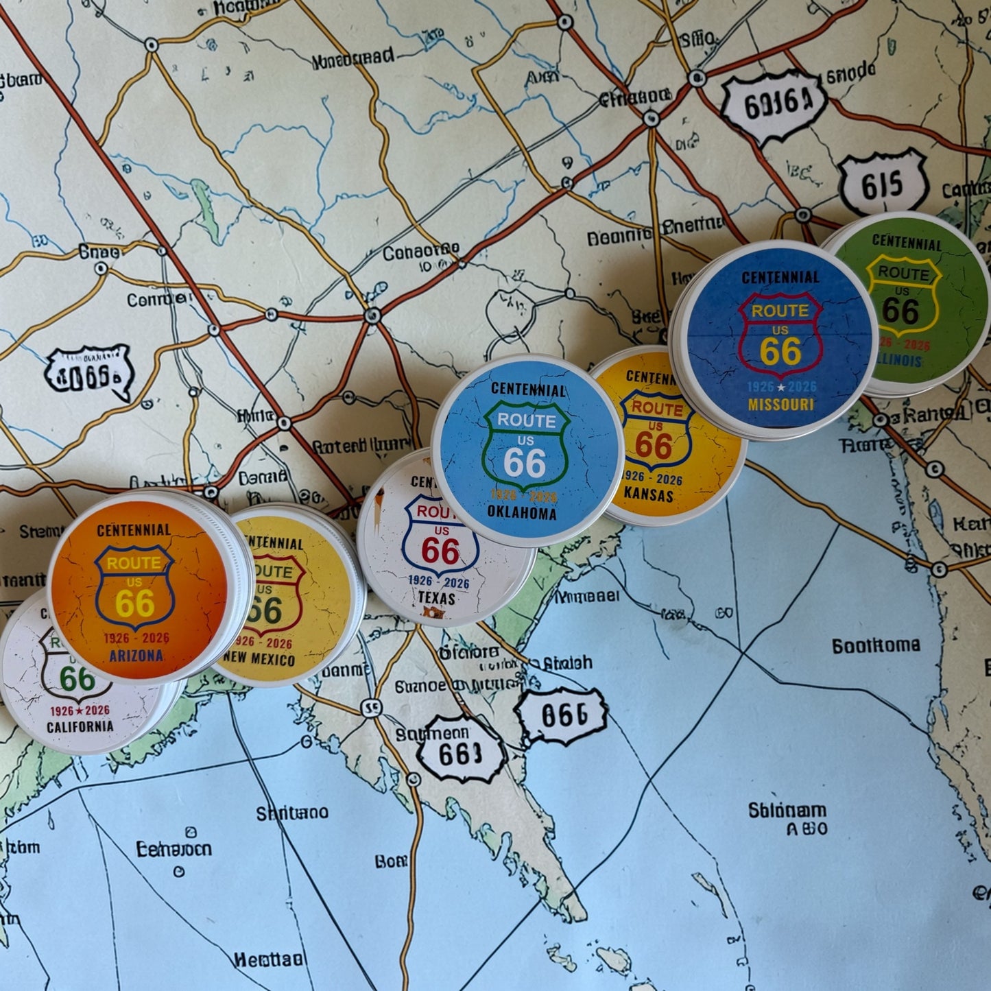 Route 66 Road Trip Candle Tin Set : 8 Pieces Limited Centennial Edition, Gift Box