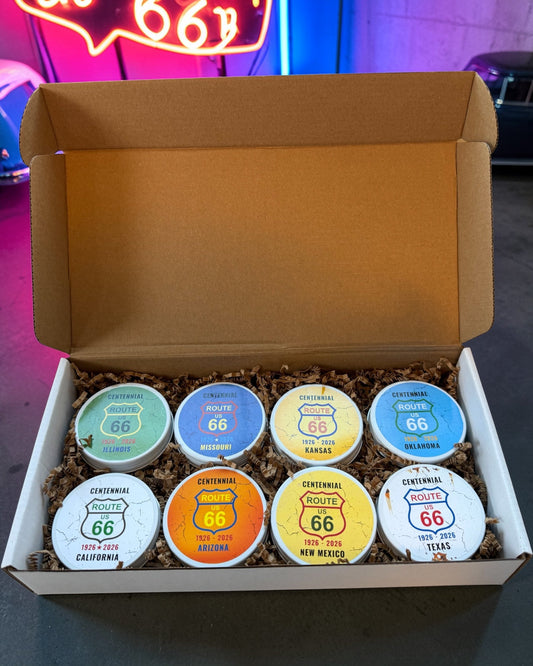 Route 66 Road Trip Candle Tin Set : 8 Pieces Limited Centennial Edition, Gift Box