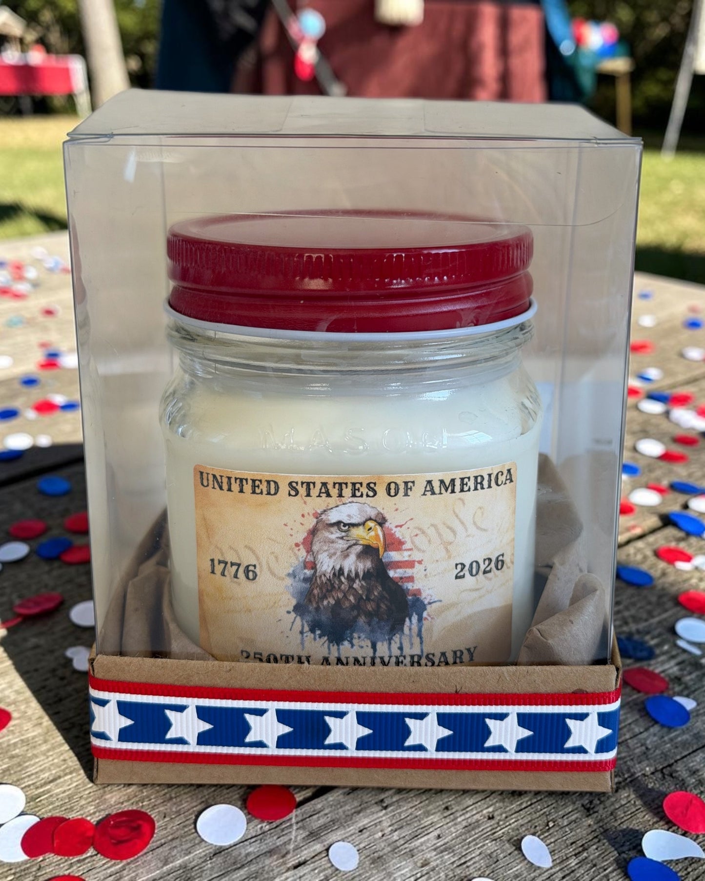 USA 250th Anniversary Soy Candle: Old Library Scent, Leather Teakwood (Limited Edition)