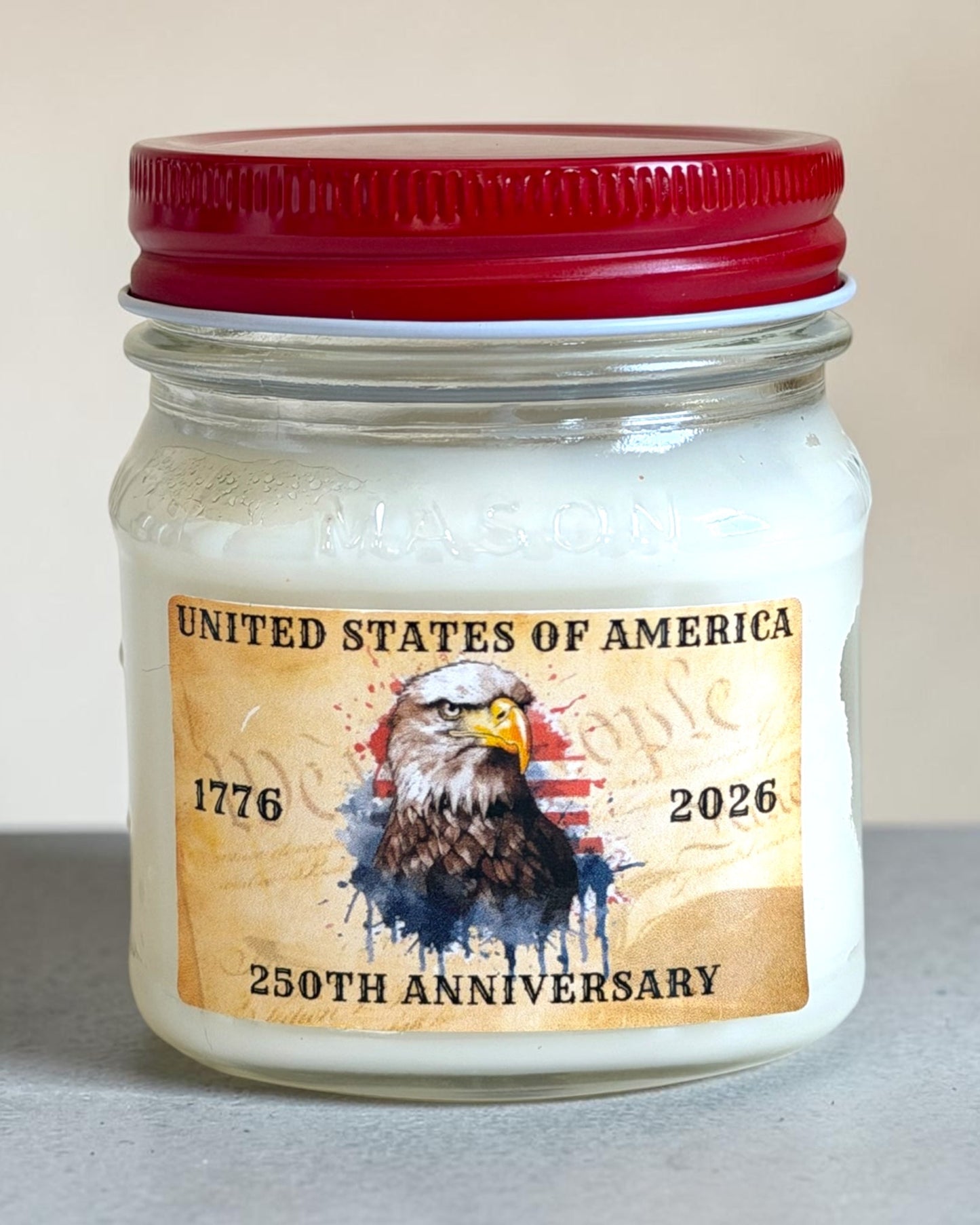 USA 250th Anniversary Soy Candle: Old Library Scent, Leather Teakwood (Limited Edition)