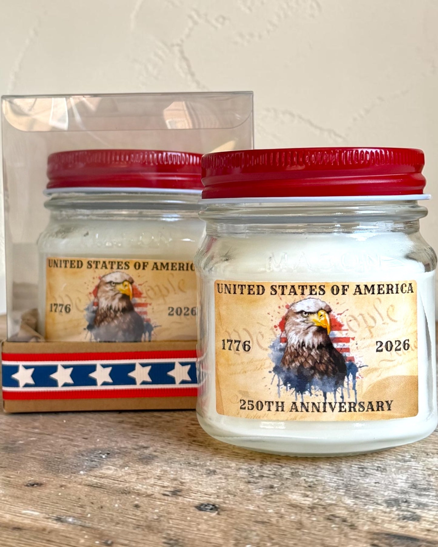 USA 250th Anniversary Soy Candle: Old Library Scent, Leather Teakwood (Limited Edition)