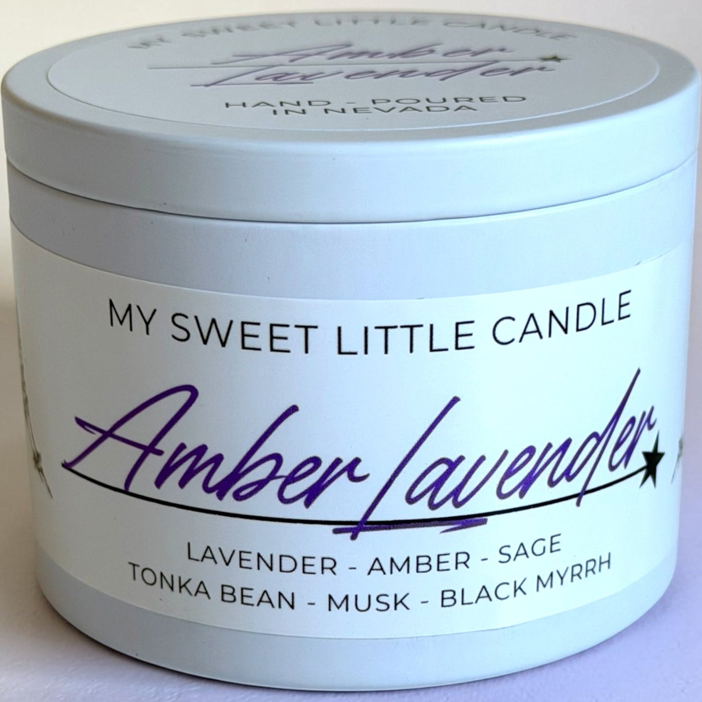 Amber Lavender Soy Candle : Warm Amber and Calming Lavender, 6 oz
