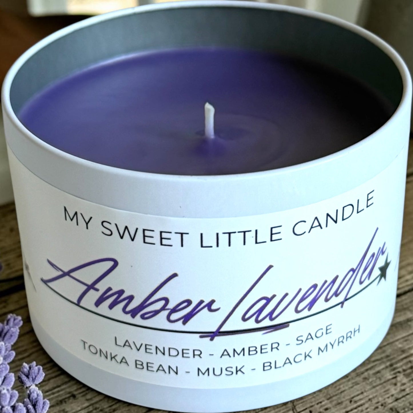 Amber Lavender Soy Candle : Warm Amber and Calming Lavender, 6 oz