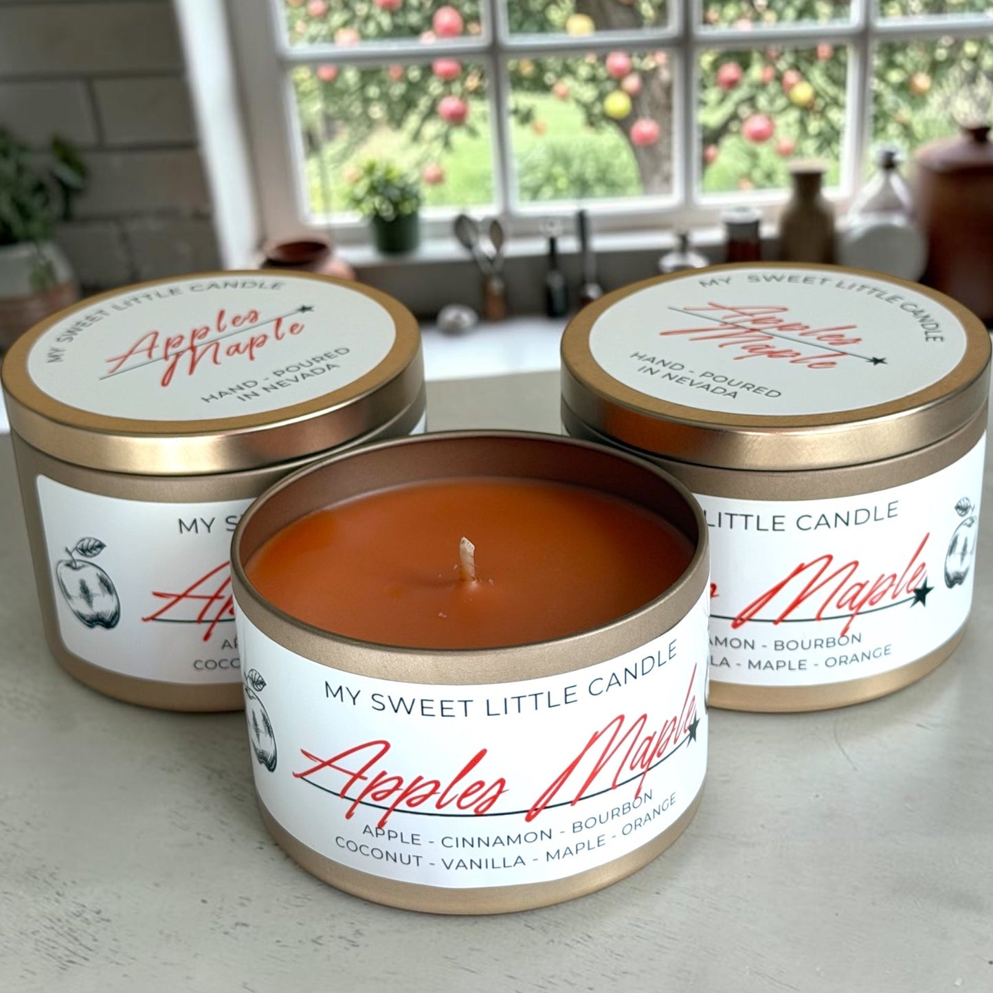 Apples Maple Bourbon Soy Candle : Juicy Apple Notes, 6 oz