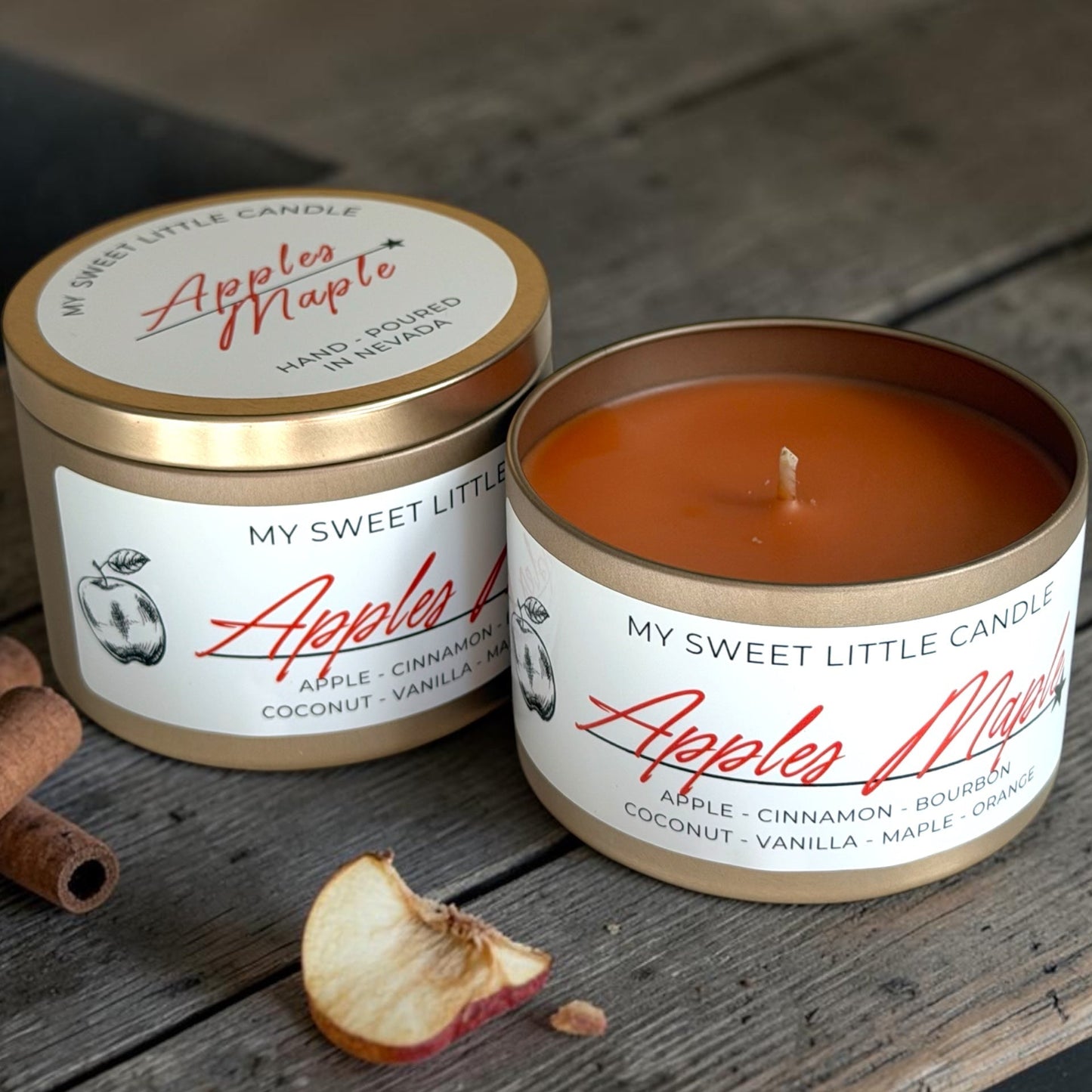 Apples Maple Bourbon Soy Candle : Juicy Apple Notes, 6 oz