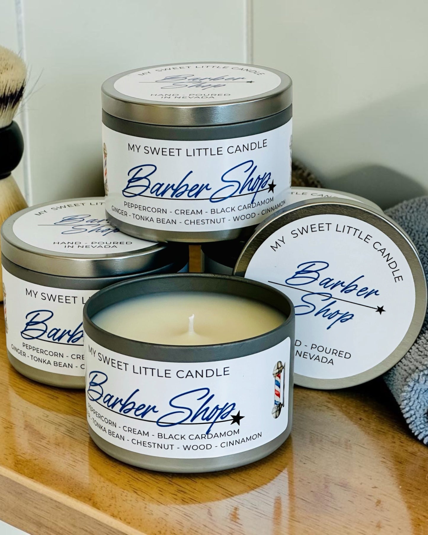 Barber Shop Soy Candle: Black Cardamom Cream & Woodsy Spice,6 oz