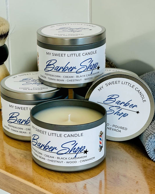 Barber Shop Soy Candle: Black Cardamom Cream & Woodsy Spice,6 oz