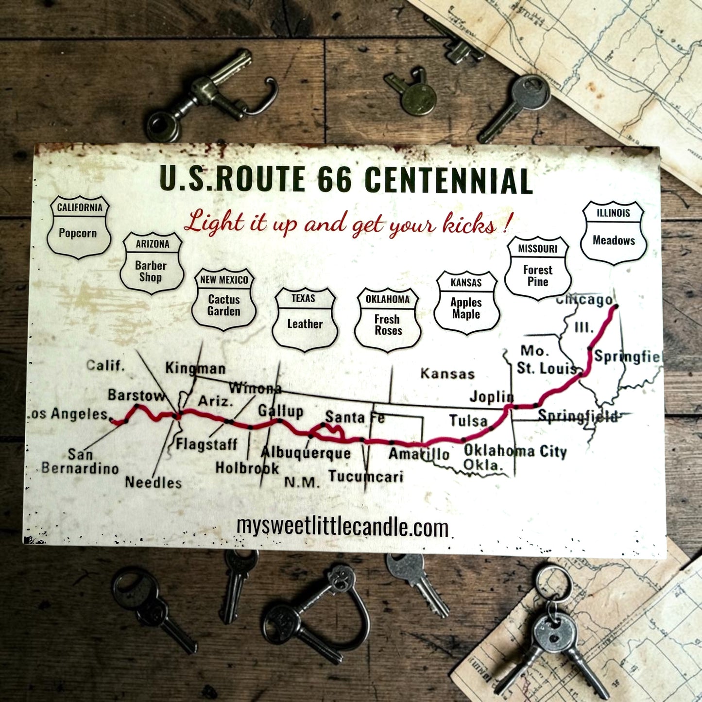 Route 66 Road Trip Candle Tin Set : 8 Pieces Limited Centennial Edition, Gift Box