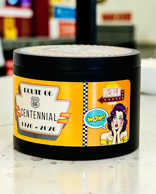 Route 66 Vintage Candle Tin : Cashmere Musk Soy Wax, Limited Centennial Edition