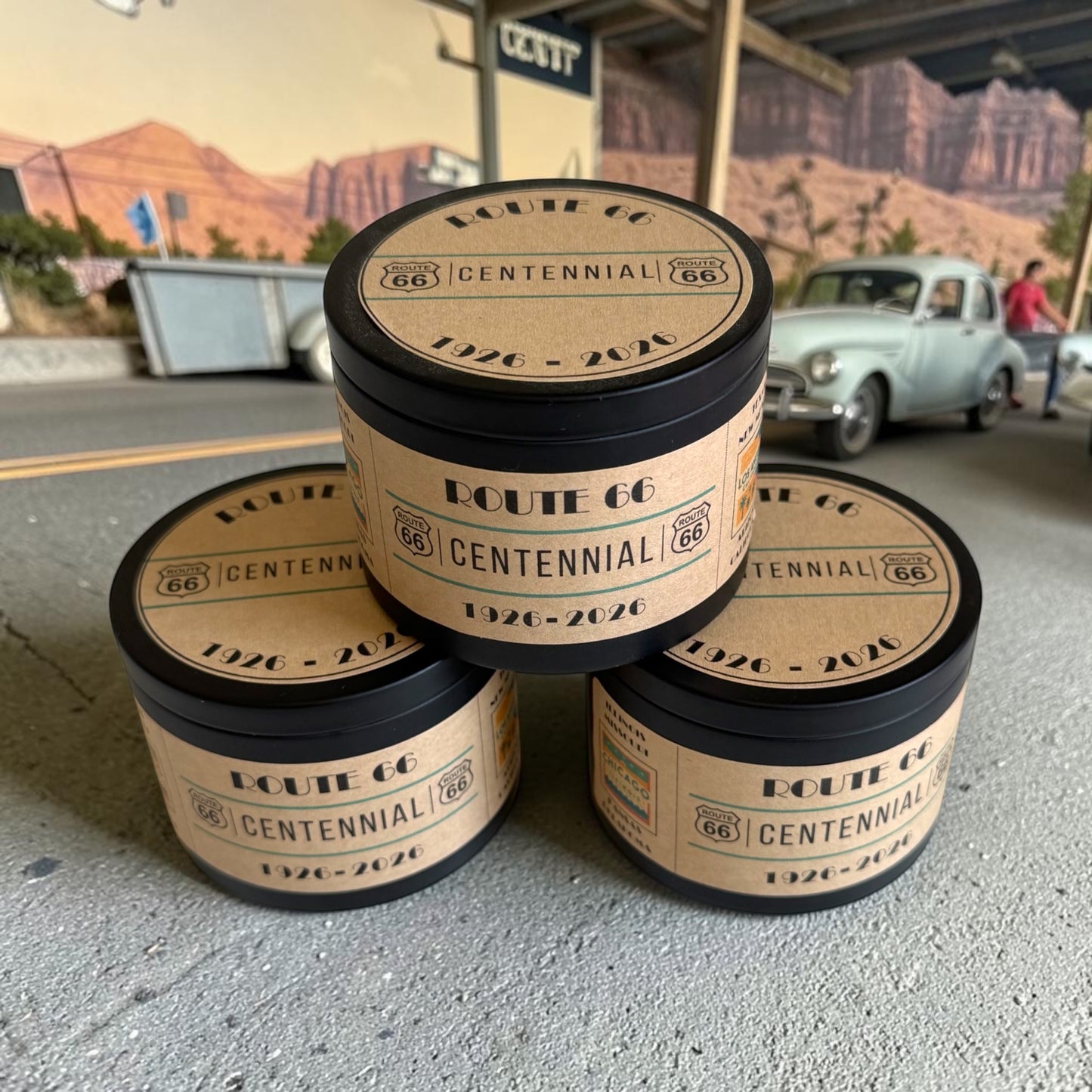 Route 66 Retro Candle Tin : Desert Cactus Blossom Fragrance, Special Edition Vintage Highway Candle