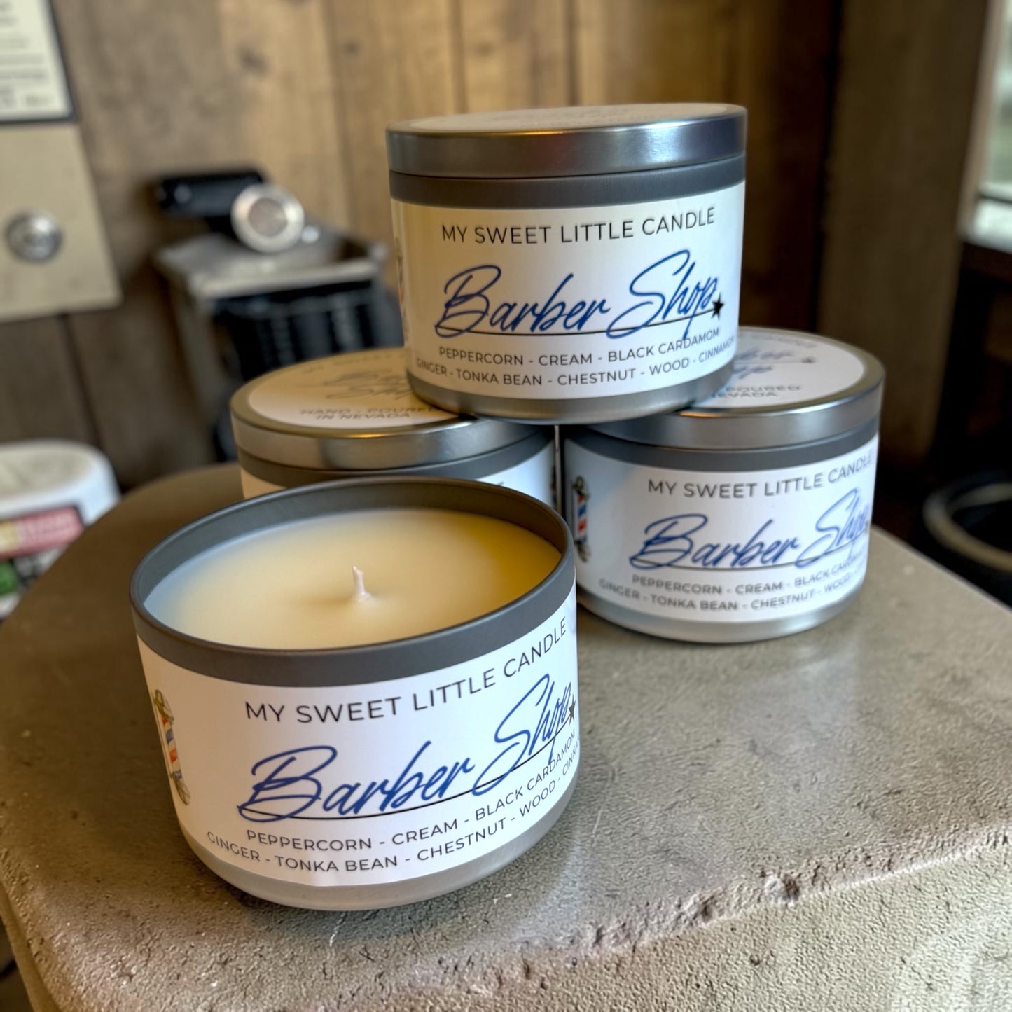 Barber Shop Soy Candle: Black Cardamom Cream & Woodsy Spice,6 oz