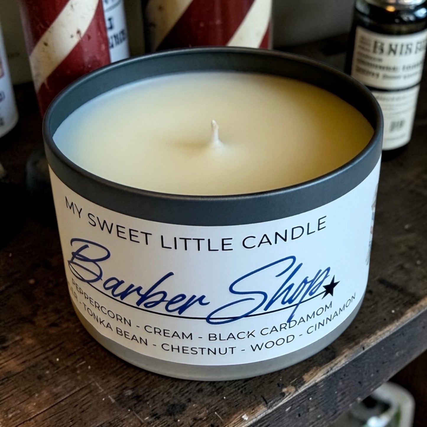 Barber Shop Soy Candle: Black Cardamom Cream & Woodsy Spice,6 oz