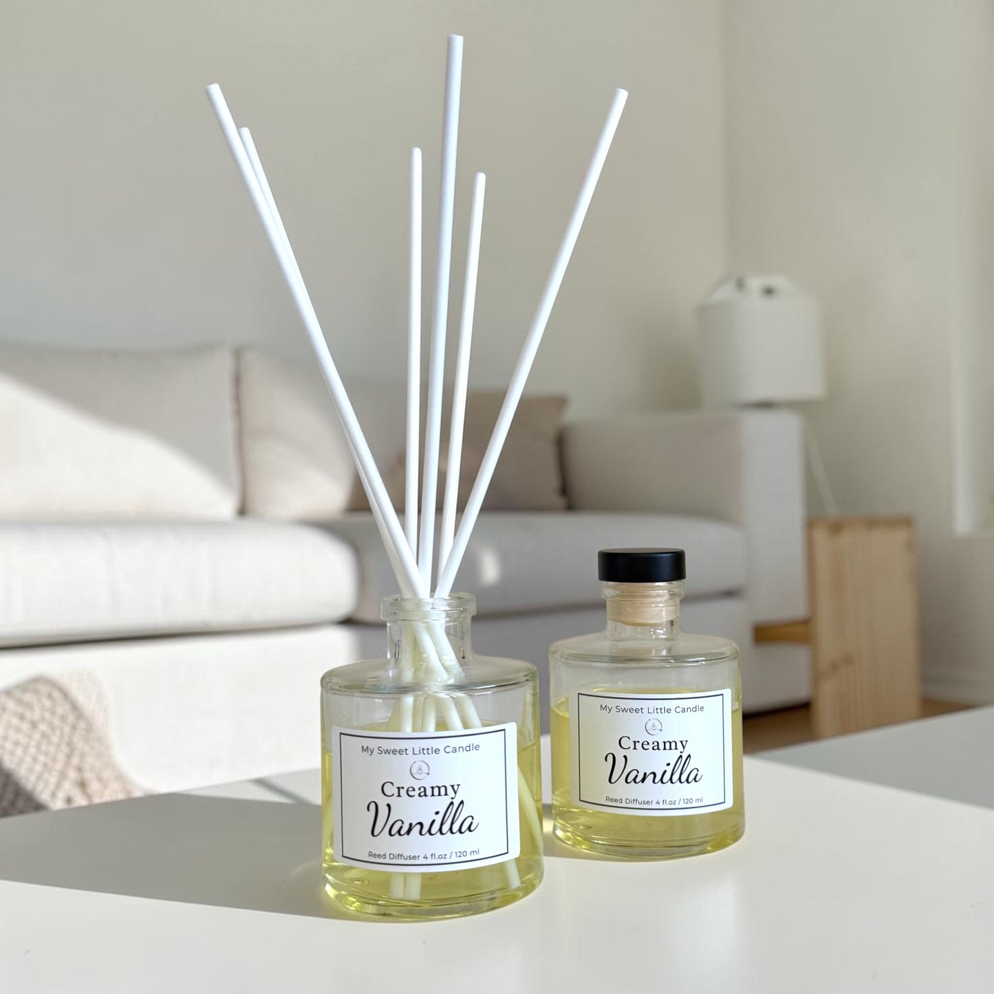 Vanilla Reed Diffuser : Modern Glass Bottle , 4 fl.oz / 120 ml