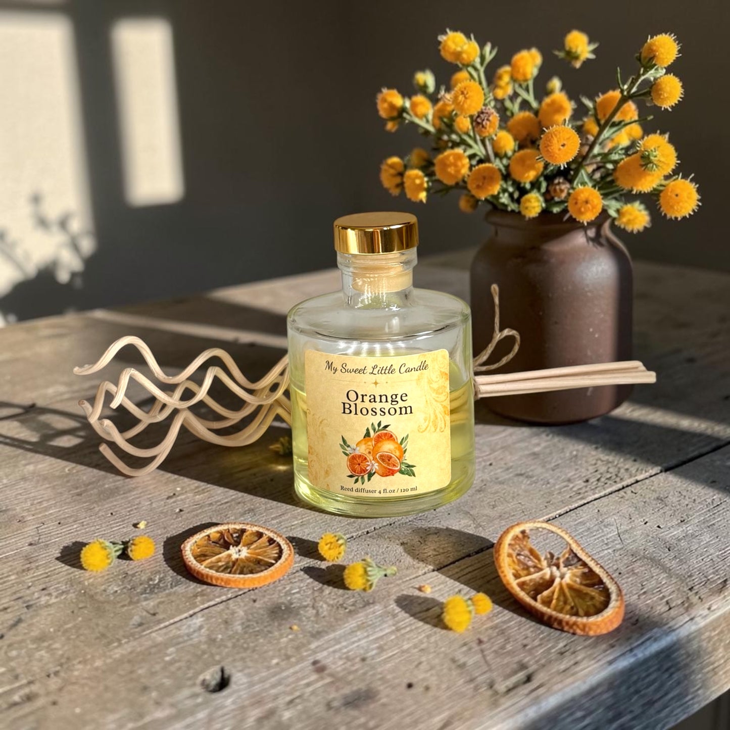 Orange Blossom Vintage Reed Diffuser : Fresh Citrus Scents, 4 fl.oz/120 ml