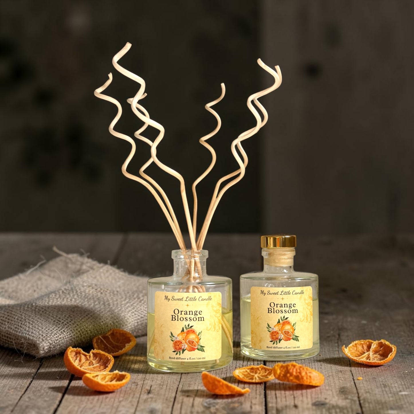 Orange Blossom Vintage Reed Diffuser : Fresh Citrus Scents, 4 fl.oz/120 ml