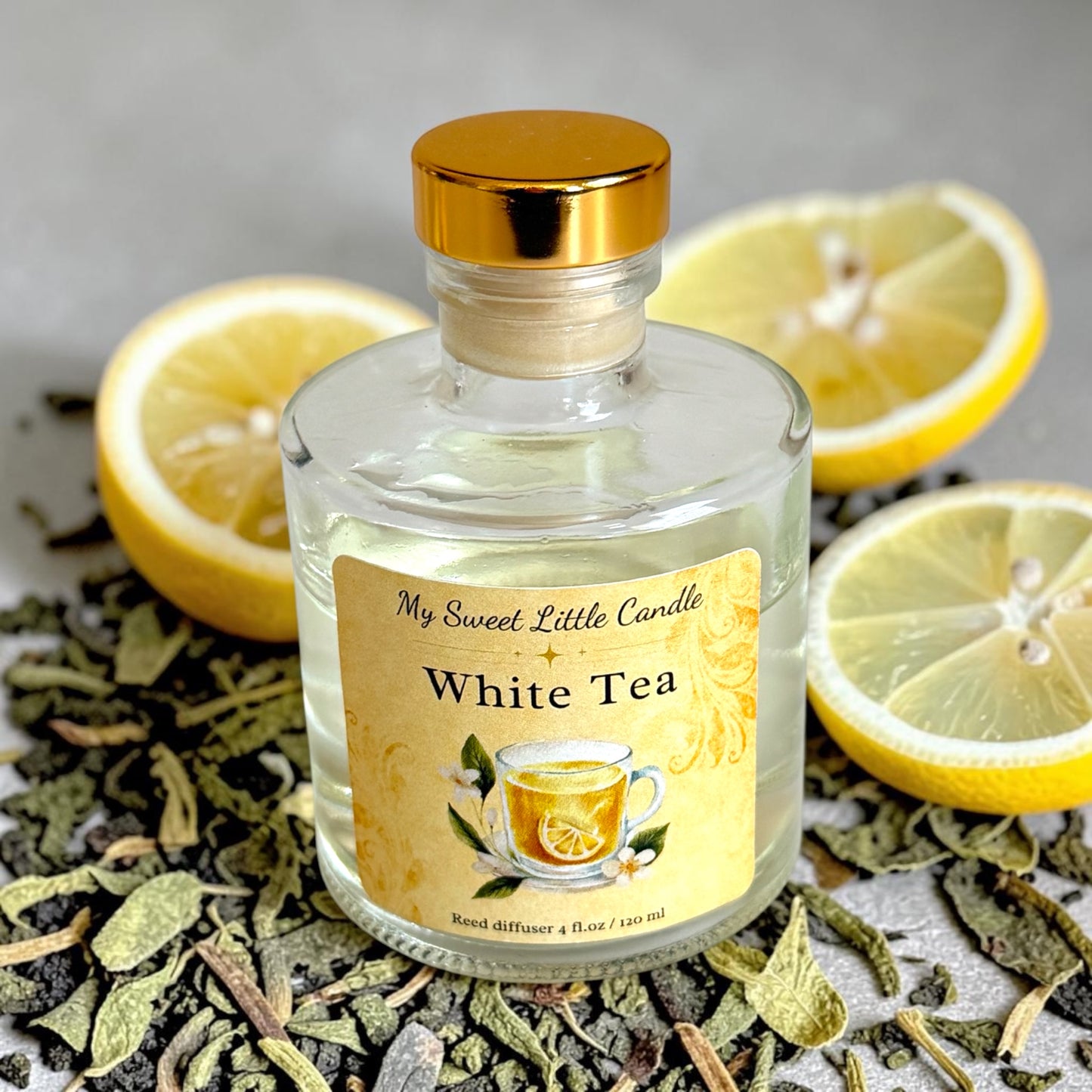 White Tea Reed Diffuser: Citrus Floral Aroma, 4 fl.oz/120 ml