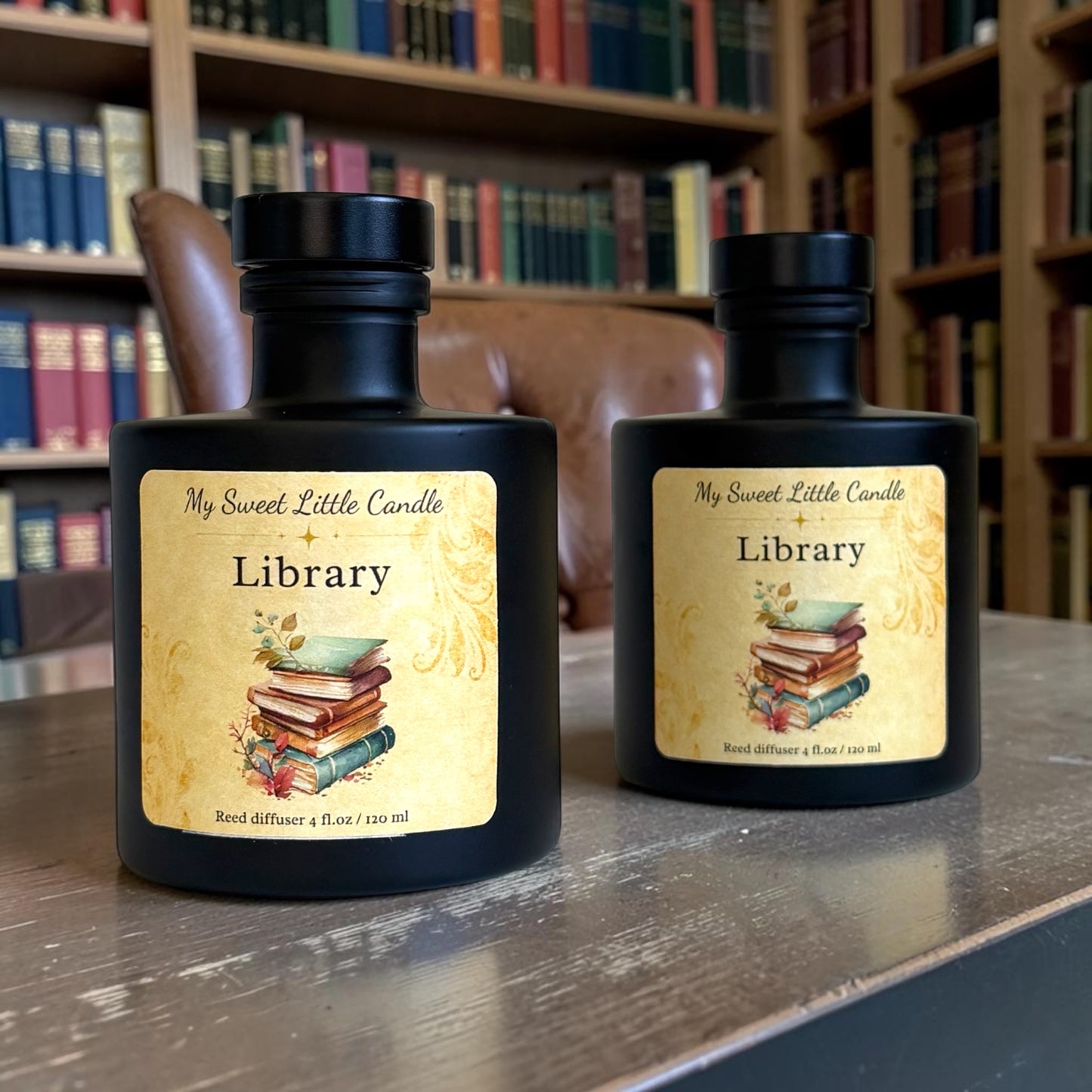 Library Reed Diffuser:  Teakwood, Leather & Cedar 4 fl.oz/120 ml