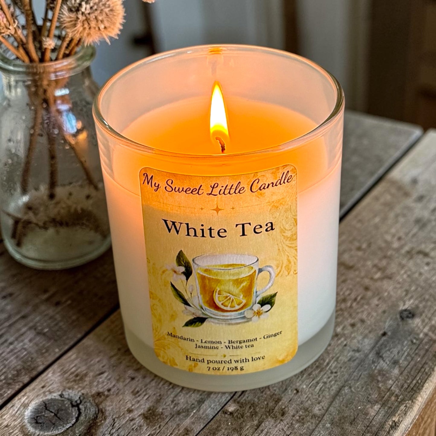 White Tea Soy Candle : Lemon Tea Notes, 7 oz