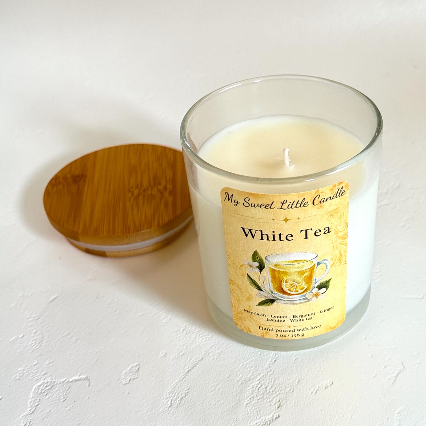 White Tea Soy Candle : Lemon Tea Notes, 7 oz