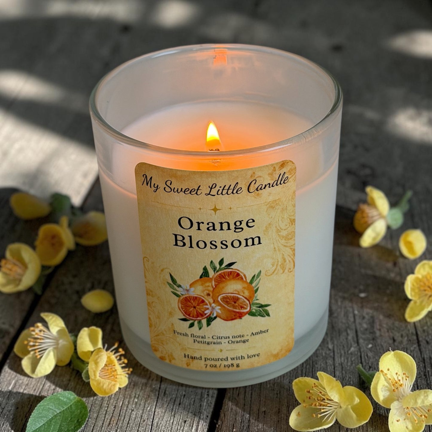 Orange Blossom Soy Candle : Floral Citrus Scent, 7 oz