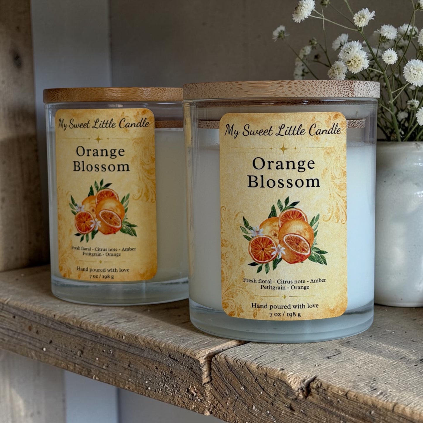 Orange Blossom Soy Candle : Floral Citrus Scent, 7 oz