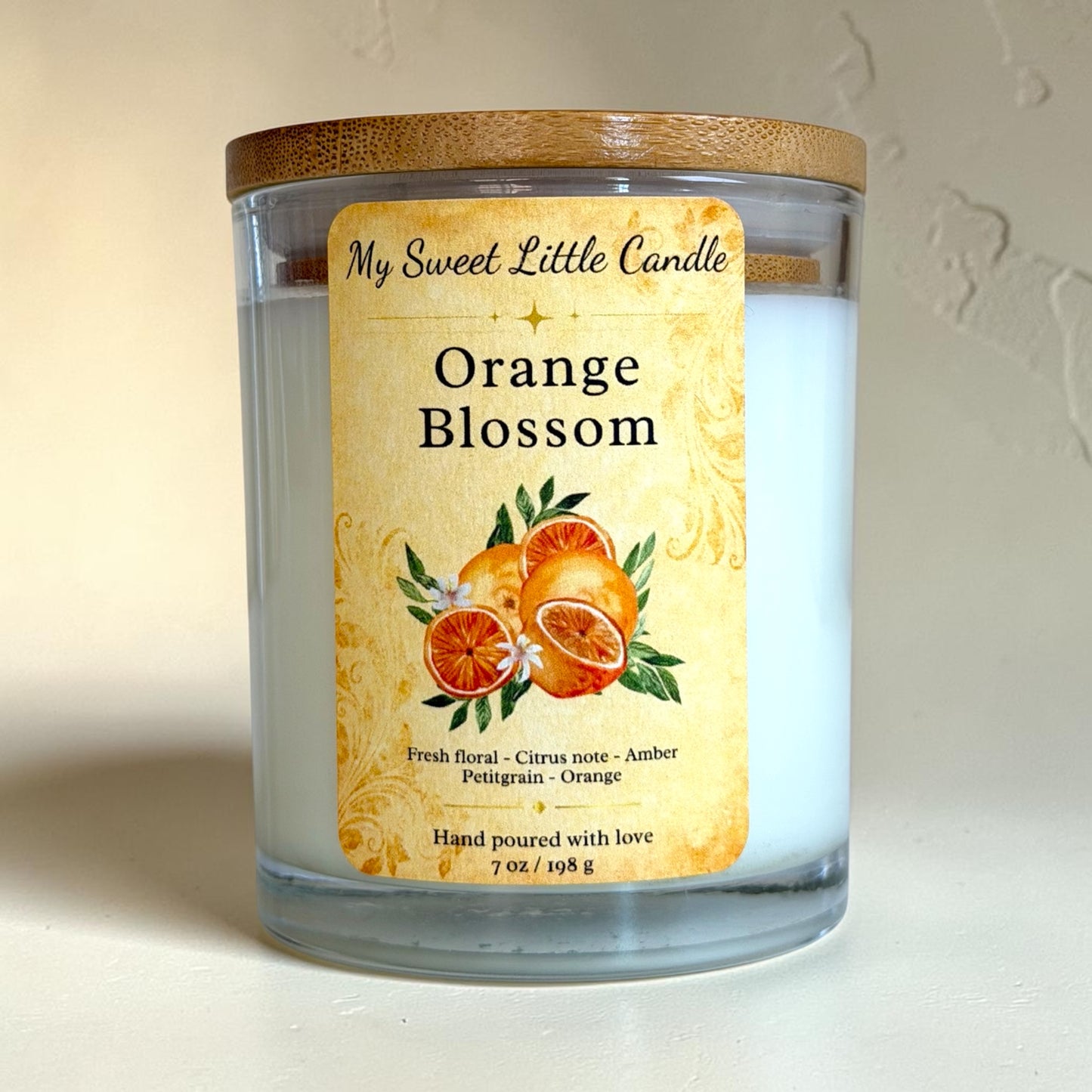 Orange Blossom Soy Candle : Floral Citrus Scent, 7 oz