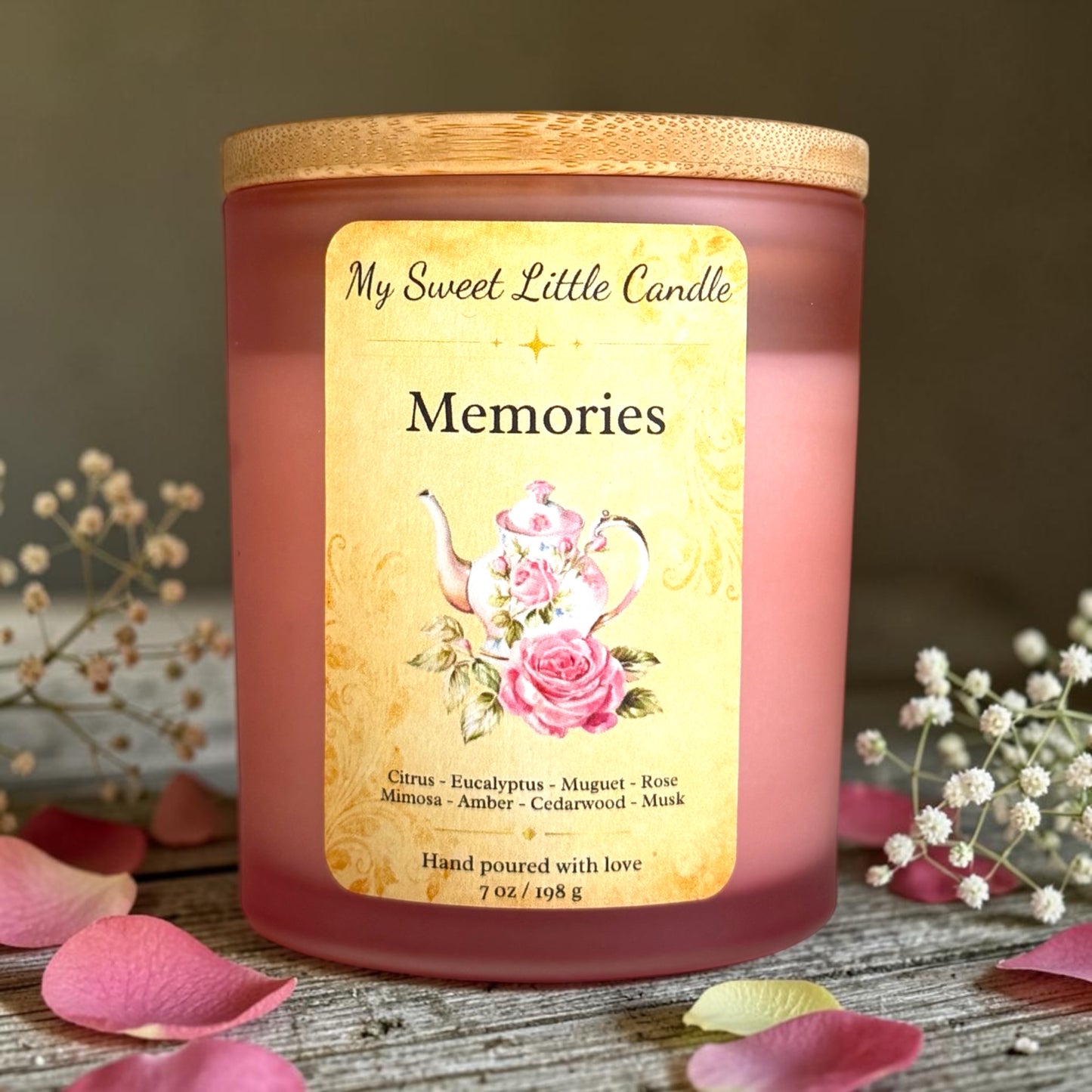 Luxury Soy Candle  Rose and Musk : Floral Scents, 7 oz