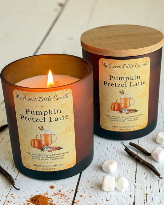 Pumpkin Pretzel Latte  Soy Candle: Creamy Coffee and Spiced Pumpkin, 7oz