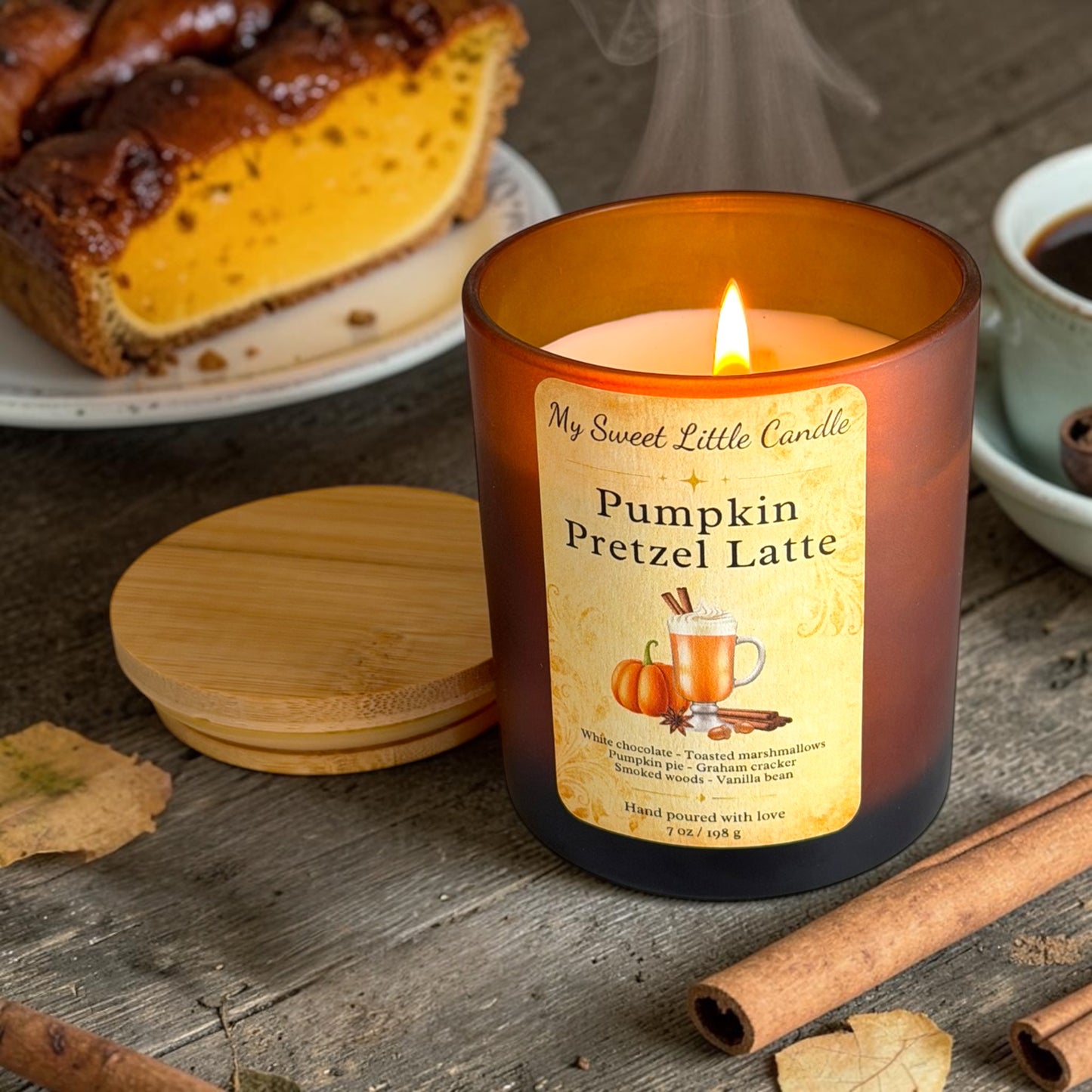 Pumpkin Pretzel Latte  Soy Candle: Creamy Coffee and Spiced Pumpkin, 7oz
