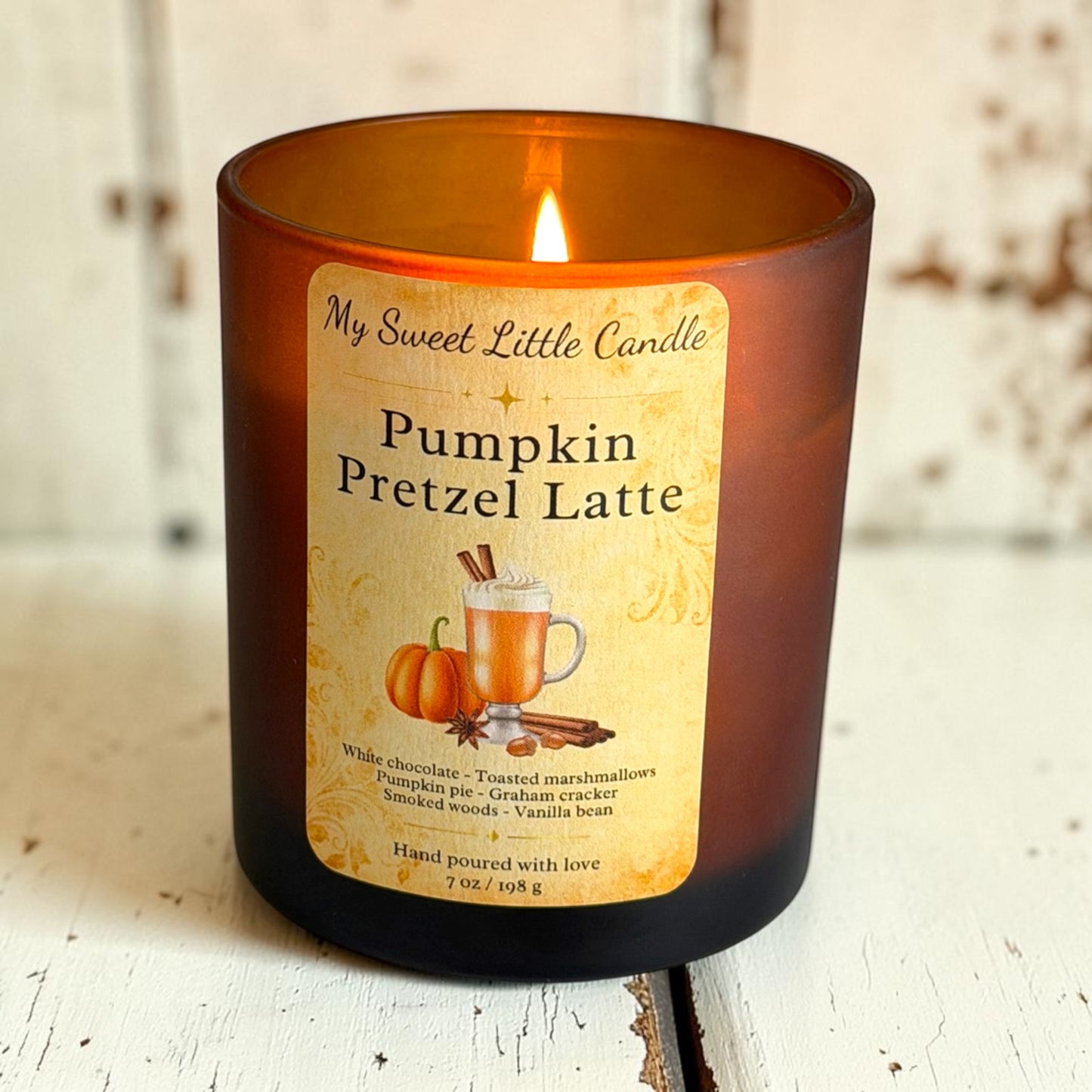Pumpkin Pretzel Latte  Soy Candle: Creamy Coffee and Spiced Pumpkin, 7oz