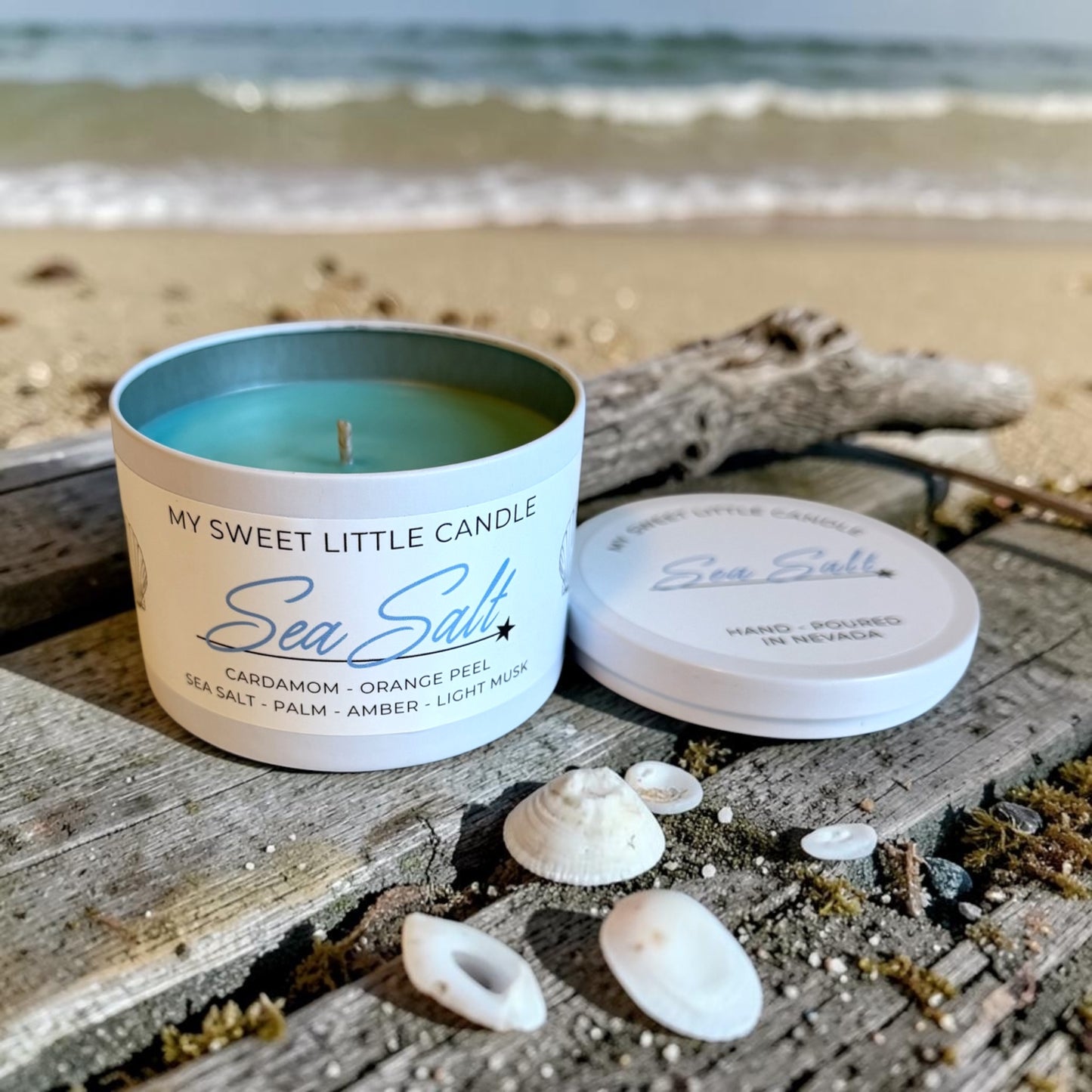 Sea Salt Soy Candle : Ocean Breezy Scent, 6 oz