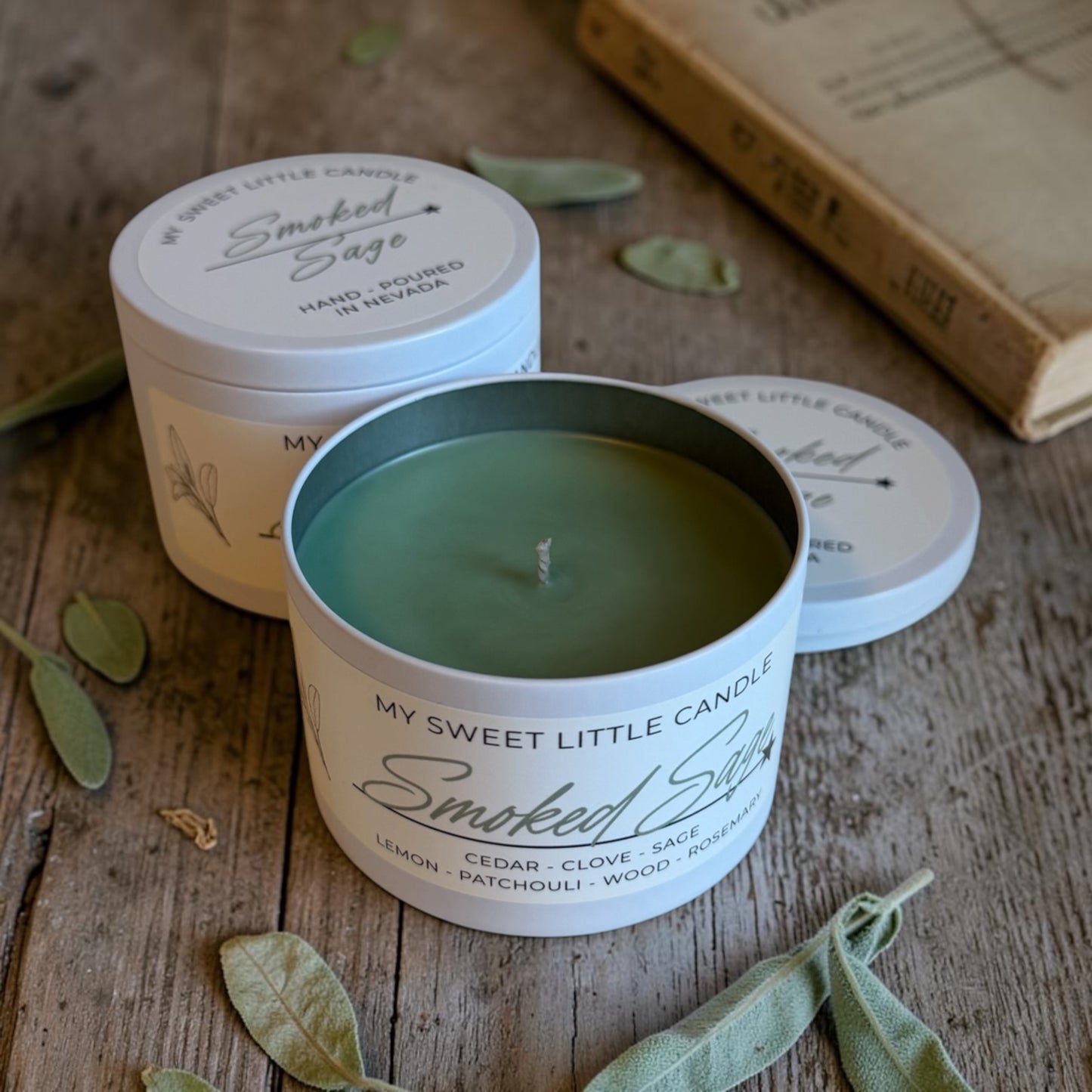 Smoked Sage Soy Candle : Earthy Herbal , 6 oz